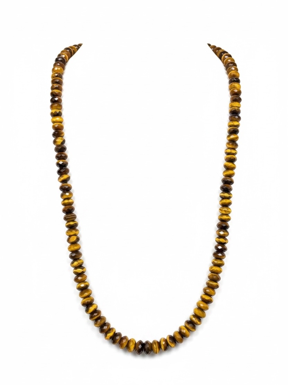 Faceted Tiger's Eye Beaded Necklace - Golden Brown